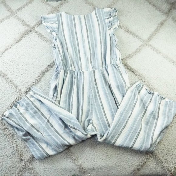 Lane Bryant Cropped Wide Leg Jumpsuit Womens Plus Size 18 Striped Linen Blend - Picture 13 of 14